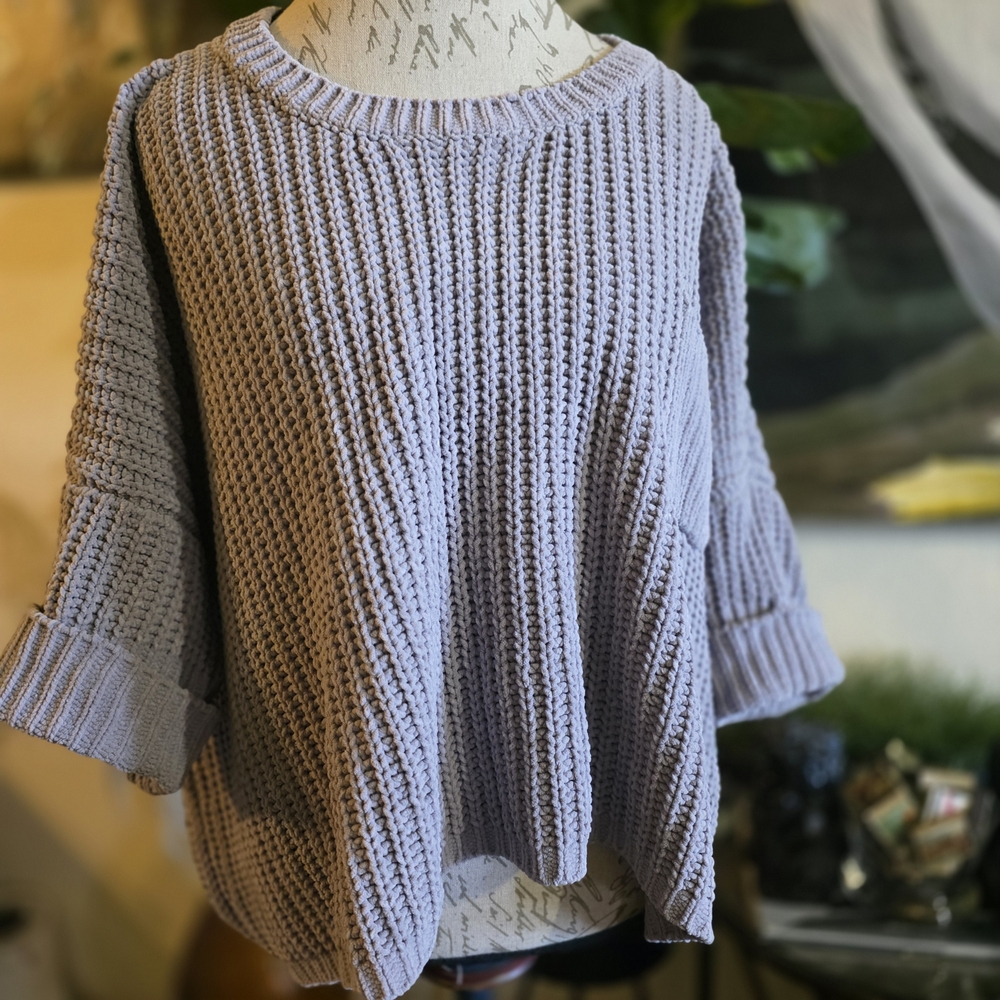 POL Cable Knit Channel Soft Oversized Crew Neck Sweater